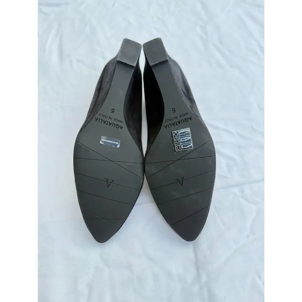 Aquatalia Posie Black Suese Weatherproof Wedge Pump Size 5